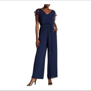 19 Cooper Navy Lace Cap Sleeve Jumpsuit NWT Size M